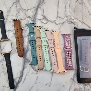 Apple Watch Bands in Black, Brown, Teal, Mint, Pink, and Peach